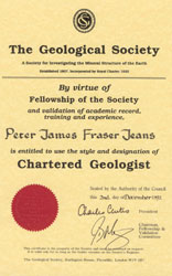 Chartered Geologist Certificate